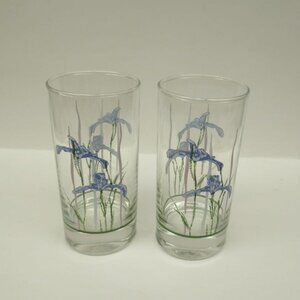 2 - Corning Glass Crystal SHADOW IRIS 6 1/4 Inch 14 Ounce Ice Tea Tumblers